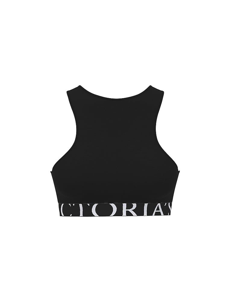 Bralet bralet din bumbac Logo Exploded cu guler înalt. Produsul este negru și provine din colecția de tricouri.