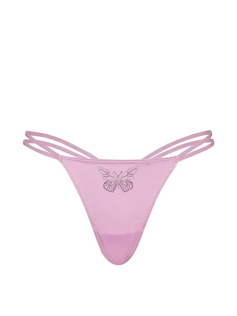 Tanga din satin Twinkle Butterfly. Produsul este de culoare mov și provine din colecția Dream Angels.