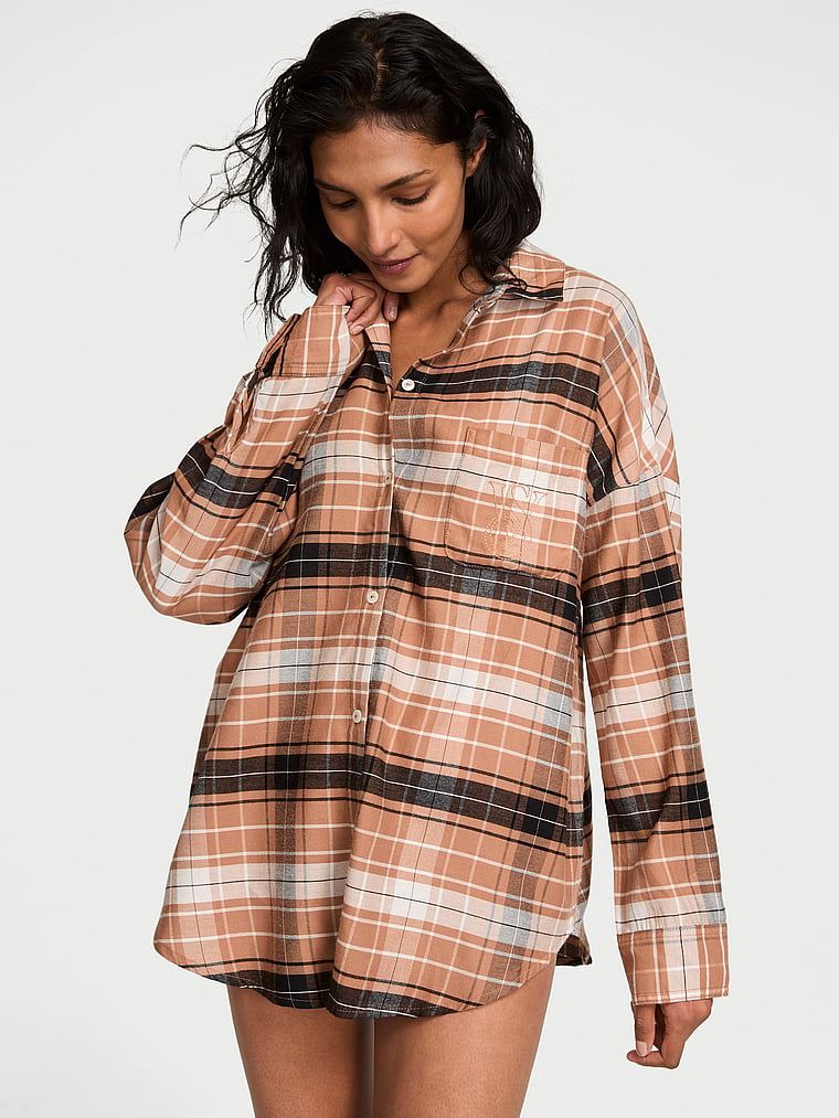 Victorias Secret Bluză de pijama din modal și bumbac cu nasturi în față