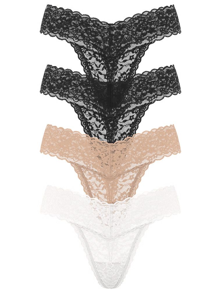 Victoria's Secret Set De 4 Perechi De Chiloți Tanga Din Dantelă Mare, Cadouri pentru Ea