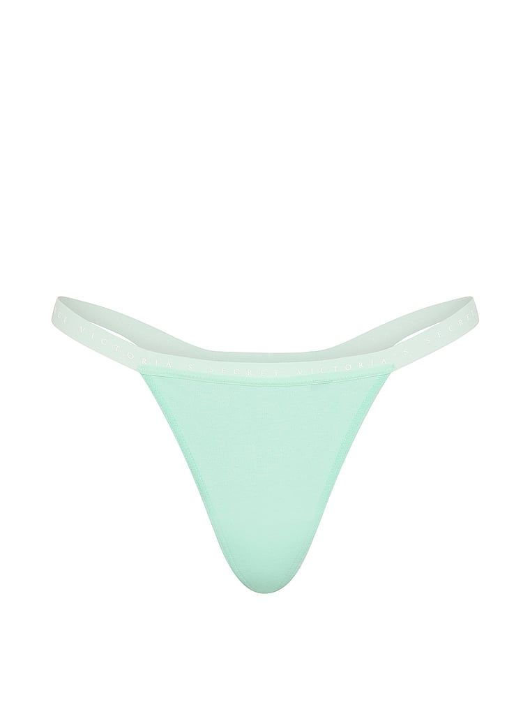 Tanga de bumbac elastic. Produsul este de culoare verde și provine din colecția Victoria's Secret.