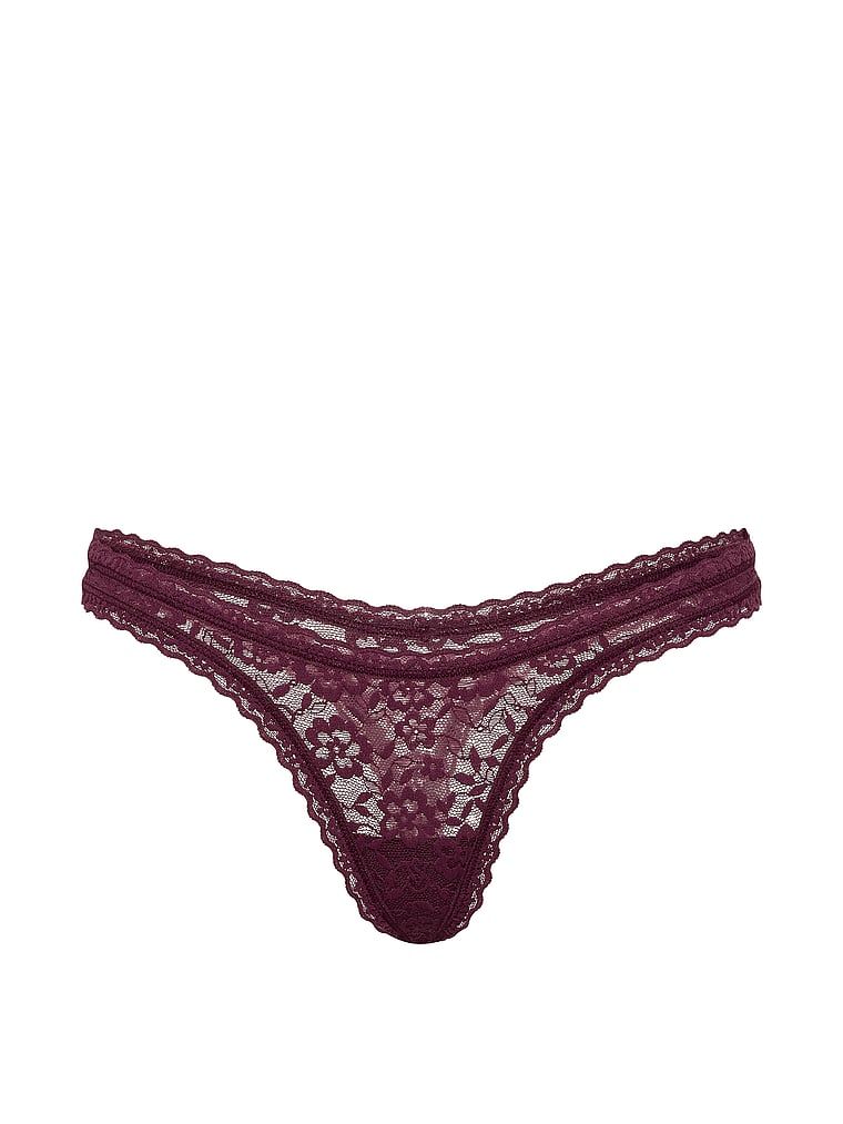 Tanga Ultra-Mini Scoop din dantelă. Produsul este roz și provine din colecția Lacie.