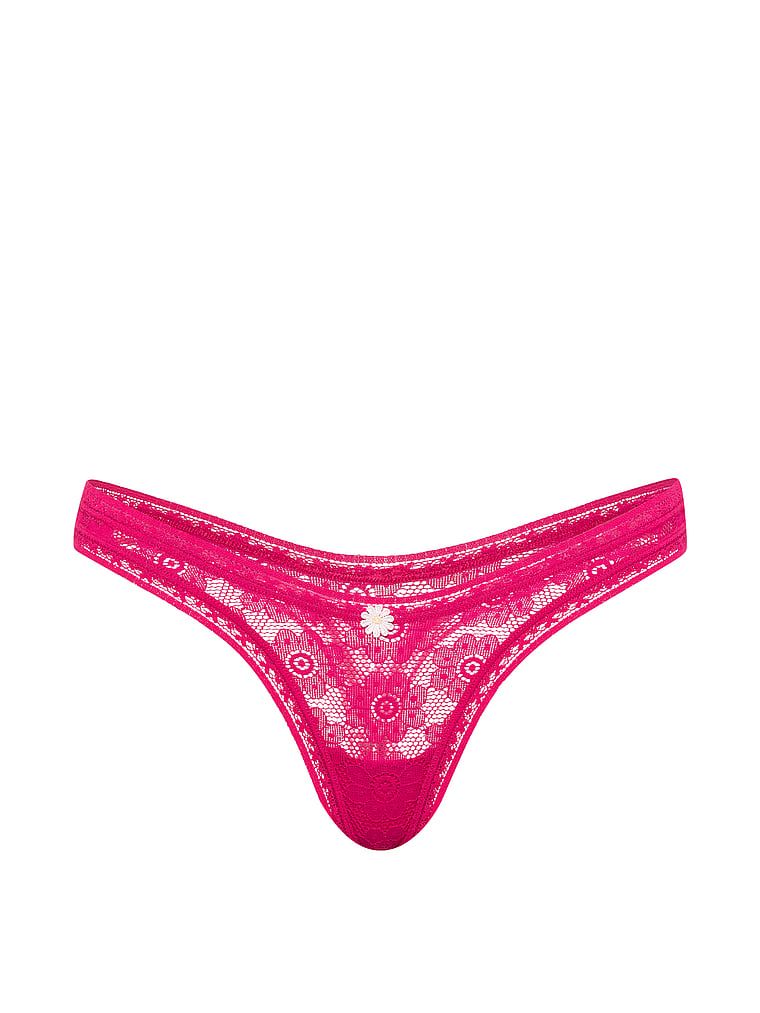 Ultra-Mini Scoop tanga croșetat din dantelă. Produsul este roz și provine din colecția Lacie.