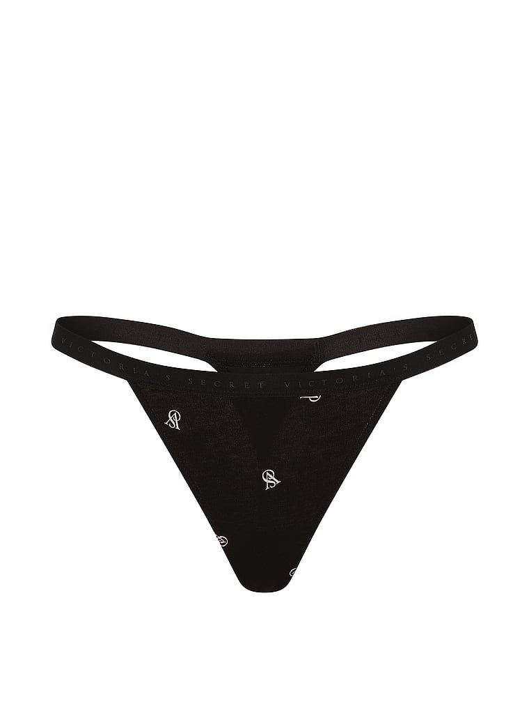 Tanga de bumbac elastic. Produsul este modelat și provine din colecția Victoria's Secret.