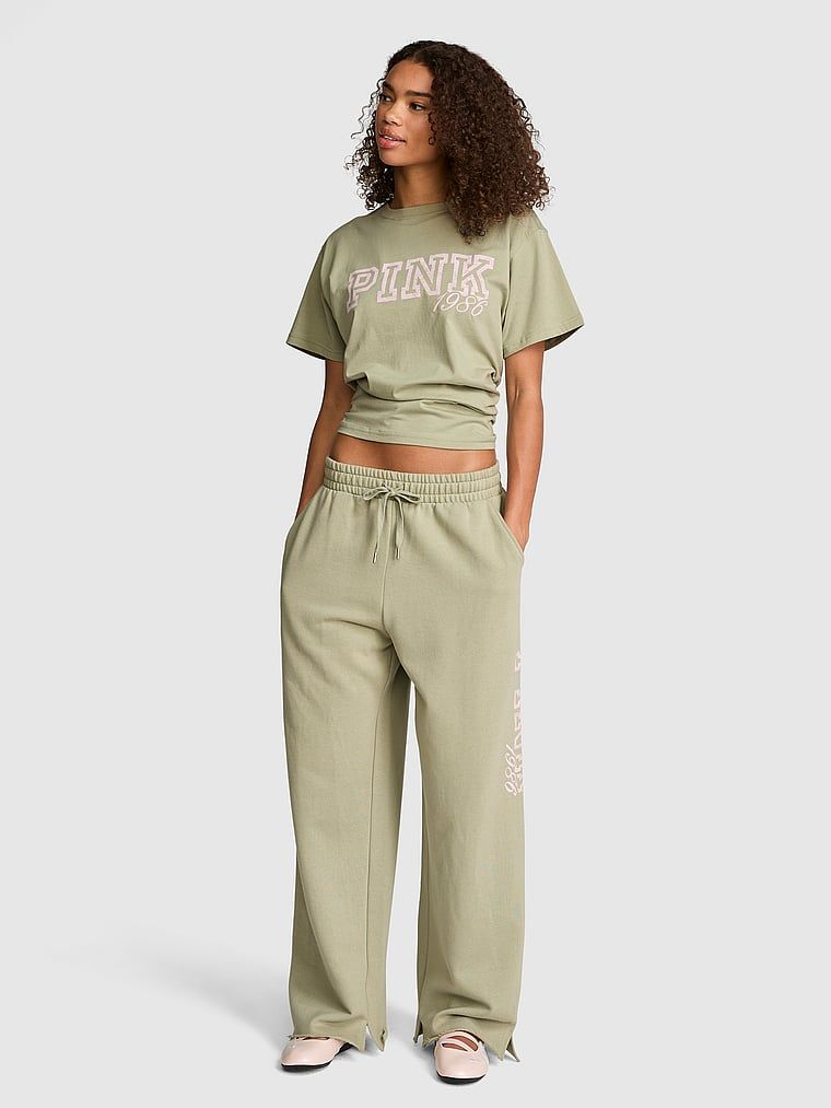 Pantaloni de trening Campus Fleece cu crac larg și tiv despicat