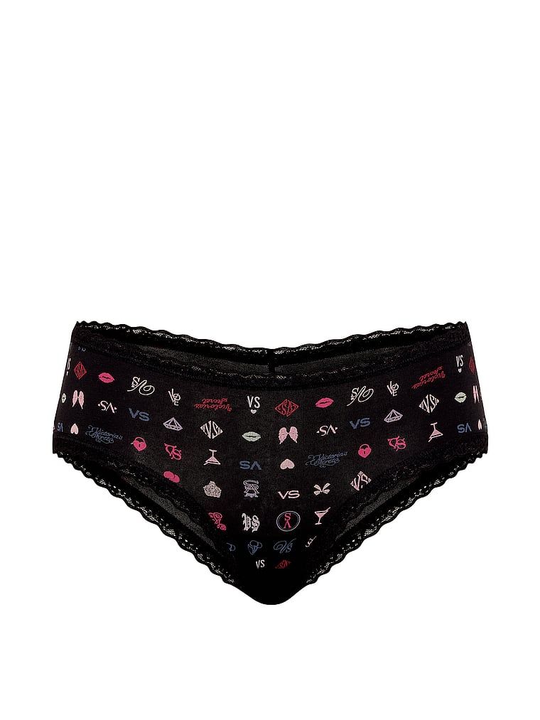 Chiloți din bumbac cu dantelă pe margini Lace-Waist Cheeky. Produsul are o culoare cu model și provine din colecția Lace Trim.