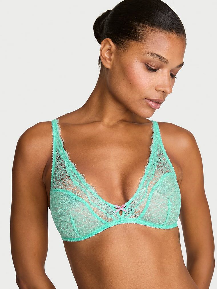 Victoria's Secret Bustieră Bralette Tease din dantelă, fără sârme, cu decolteu adânc