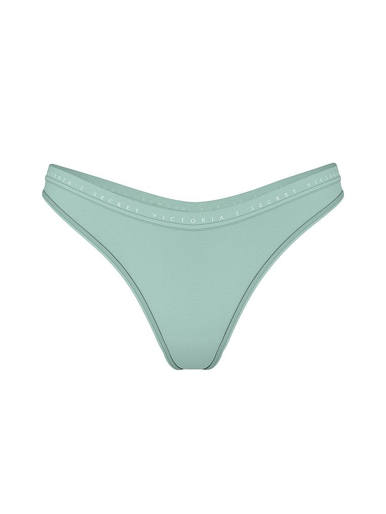 Tanga din bumbac High-Leg Scoop. Produsul este verde și provine din colecția Body by Victoria.
