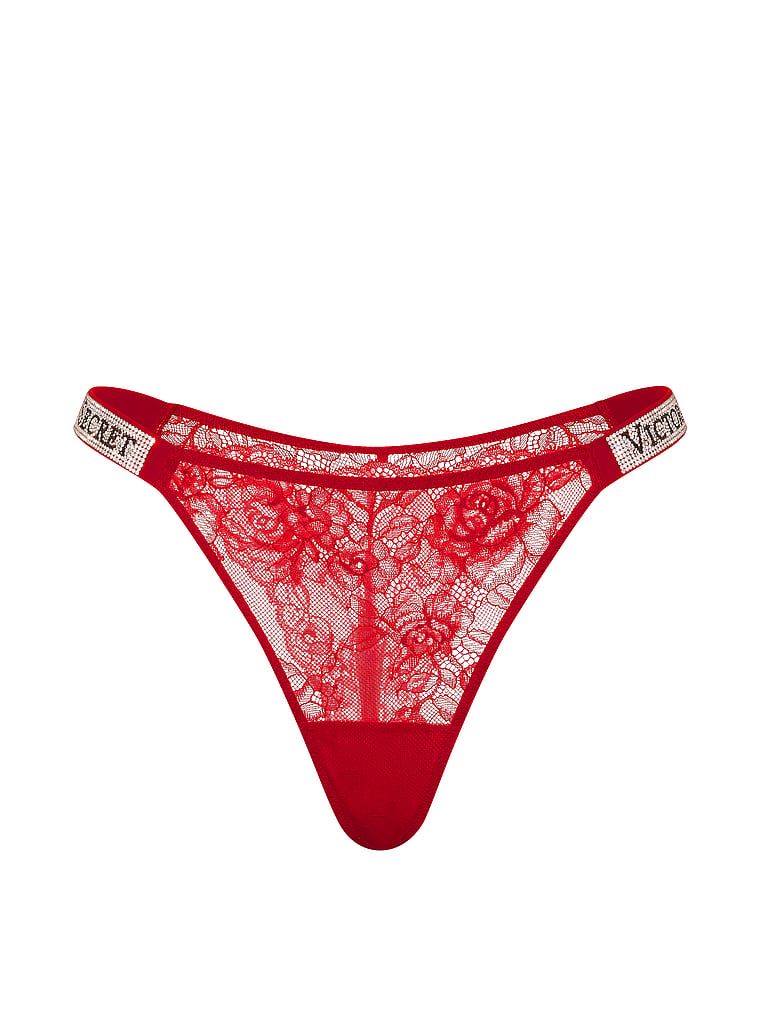 Chiloți brazilieni din dantelă cu dungi braziliene Shine Strap. Produsul este roșu și provine din colecția Very Sexy.