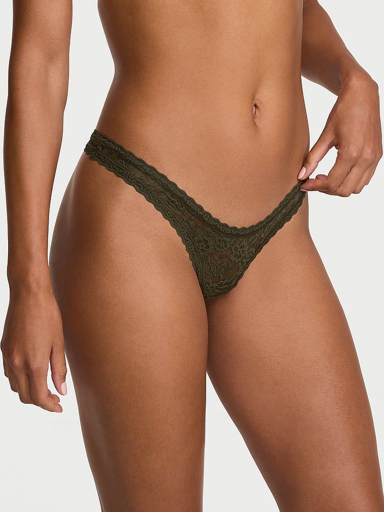 Tanga din dantelă Keyhole Ultra-Mini Scoop. Produsul este de culoare verde și provine din colecția Lacie.