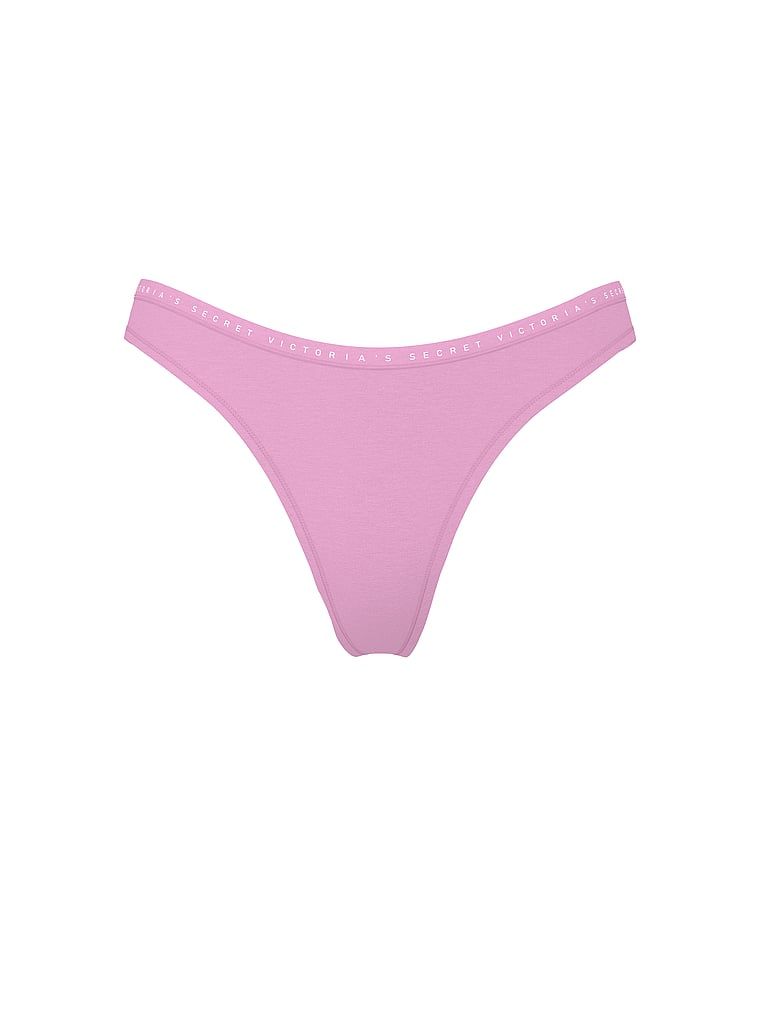 Tanga de bumbac cu picior înalt. Produsul este de culoare mov și provine din colecția Victoria's Secret.