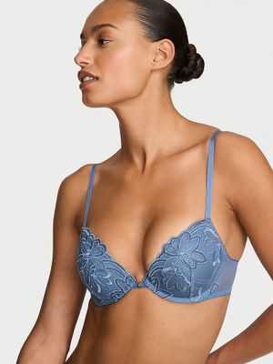 Very Sexy Sutien Push-Up cu broderie denim