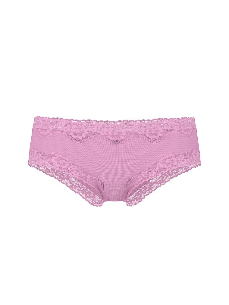 Chiloți de bumbac cu dungi cu dantelă pe margini Cheeky. Produsul este de culoare violet și provine din colecția Lace Trim.