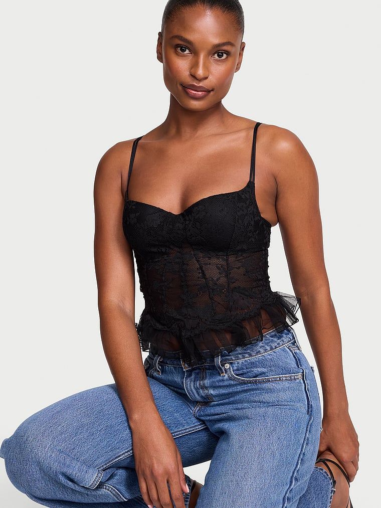 Dream Angels Top cu sutien din dantelă cu volane, Dare to Dream