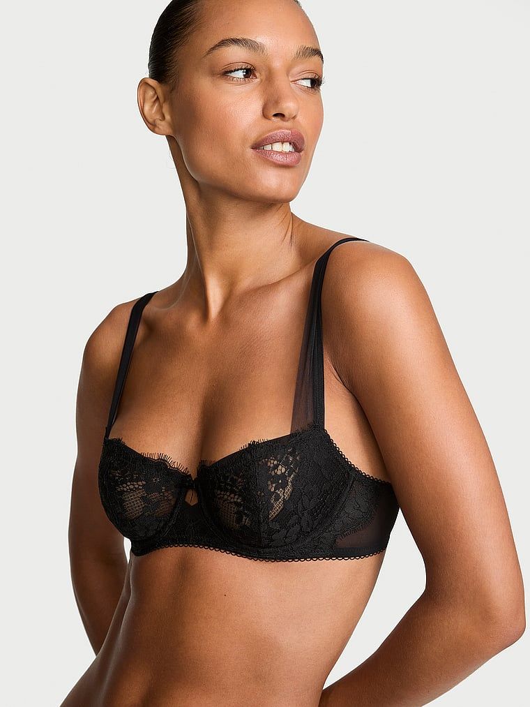 Dream Angels Sutien Balconette Wicked fără căptușeală, din dantelă cu margini din plasă