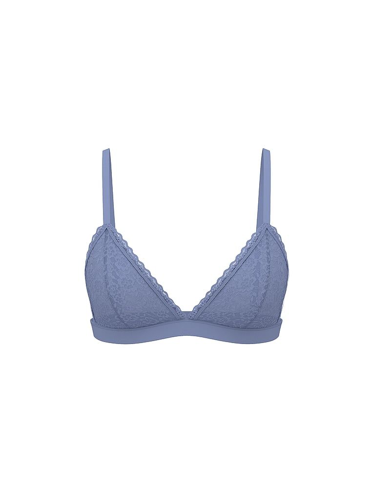 Bralette din dantelă fără căptușeală. Produsul este de culoare mov și provine din colecția Victoria's Secret.