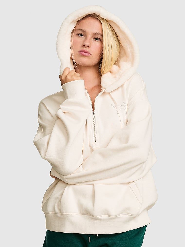 PINK Hanorac Campus Fleece cu fermoar scurt