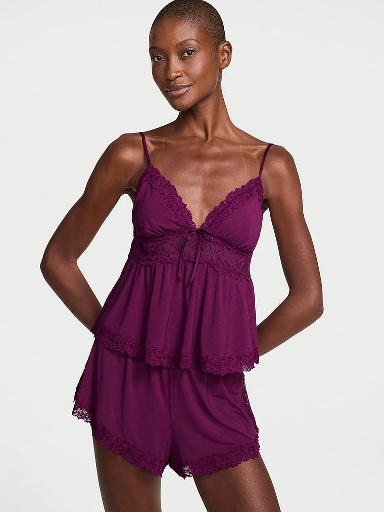 Victoria's Secret Set cami și șort SoSoft cu margine din dantelă, din modal