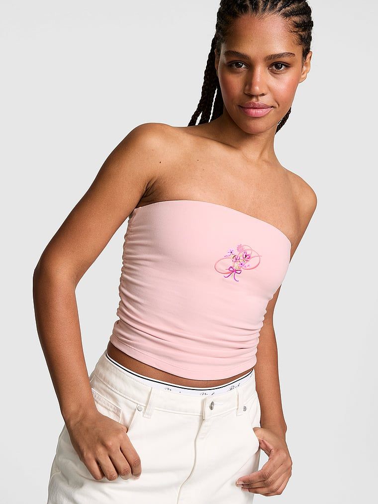 All-Day cu drapaj lateral Tube Top din bumbac