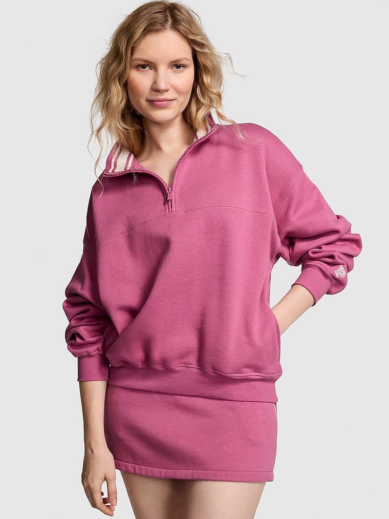 Pulover cu jumătate de fermoar din material Ivy Fleece