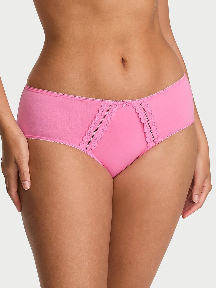 Victoria's Secret Chiloți Hiphugger din bumbac, cu margini din dantelă