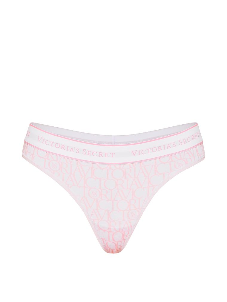 Tanga de bumbac cu logo la talie. Produsul este modelat și provine din colecția Bumbac.