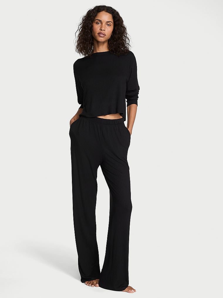 Victorias Secret Set de casă lung, cu nervuri late, din modal