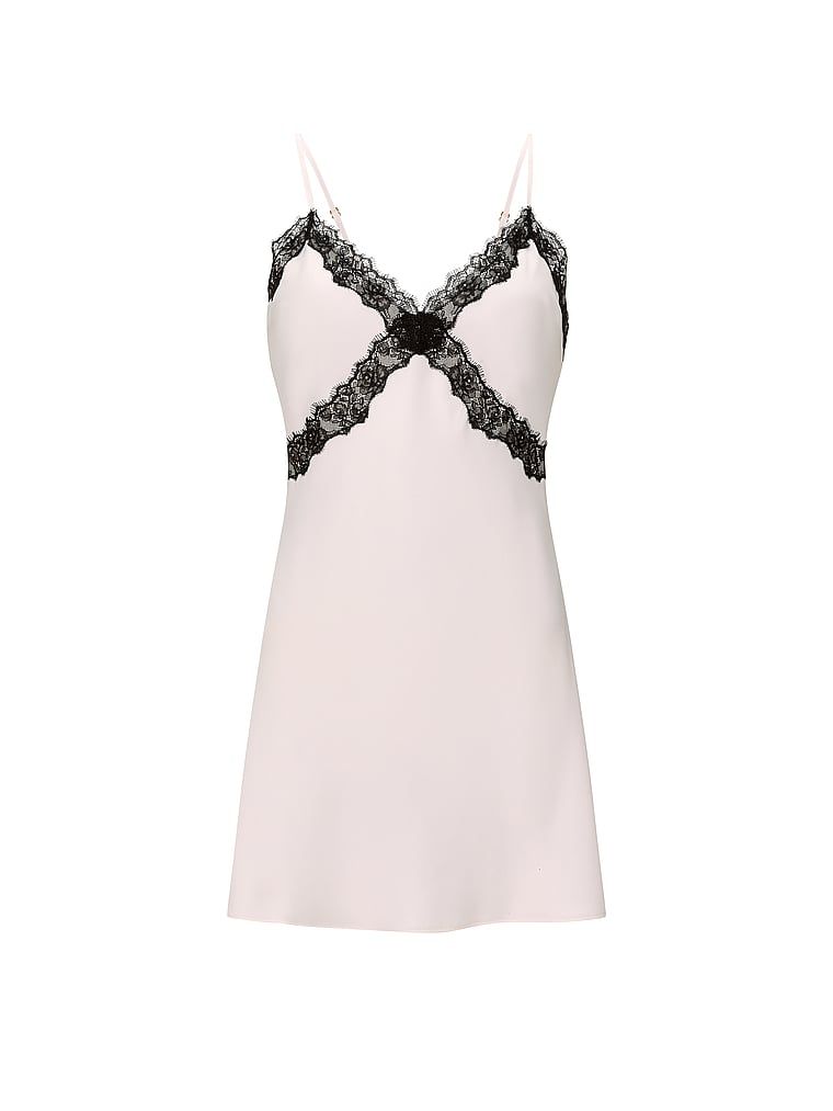 Cămașă de noapte din satin și trandafir. Produsul este de culoare albă și provine din colecția Very Sexy.