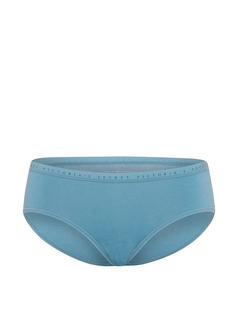 Chiloți din bumbac cu hiphugger. Produsul este albastru și provine din colecția Victoria's Secret.