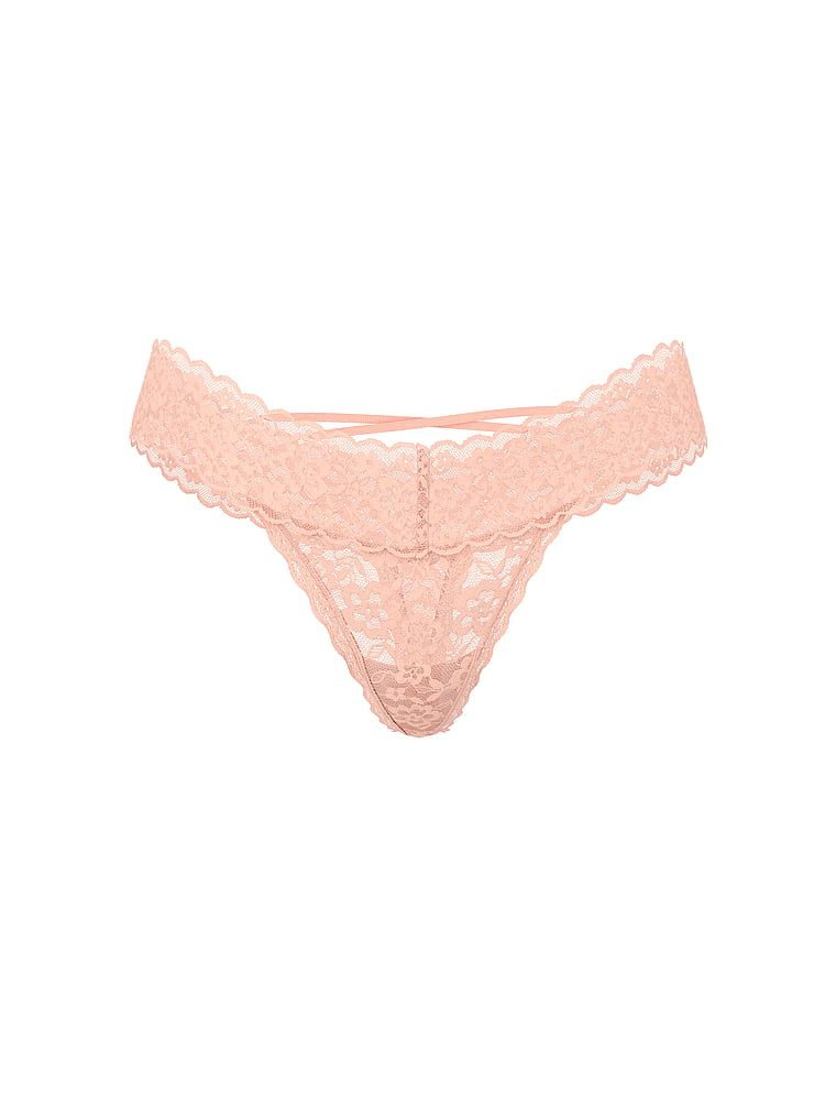 Tanga din dantelă cu bretele la spatele lui Blossom. Produsul este portocaliu și provine din colecția Lacie.