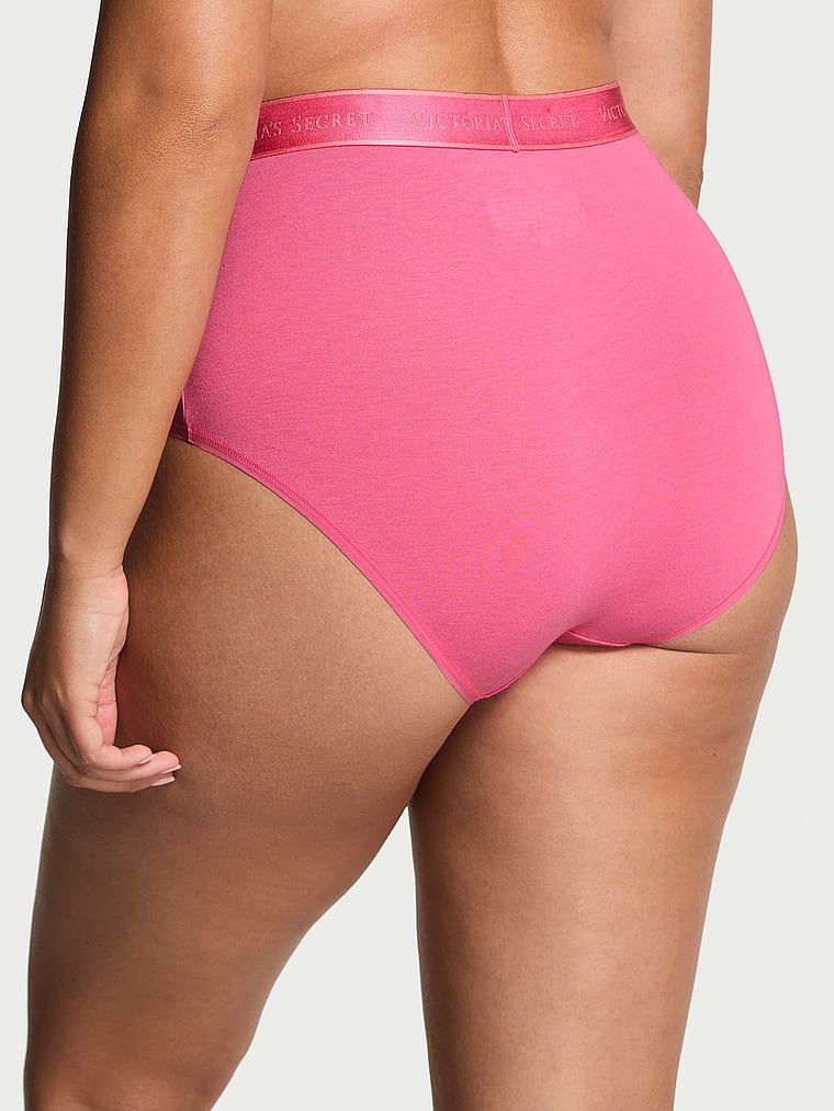 Chiloți din bumbac cu logo-ul mărcii cu talie înaltă. Produsul este de culoare roz și provine din colecția Cottumbac.