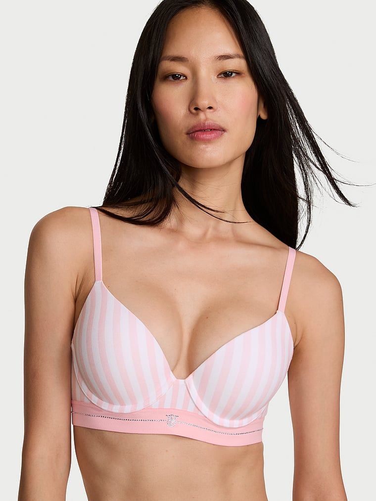 T-shirt Sutien cu Push-Up din bumbac Perfect Shape Signature Shine