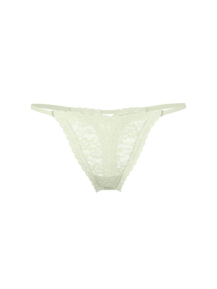Tanga din dantelă cu bretele în spatele Blossom. Produsul este de culoare verde și provine din colecția Lacie.