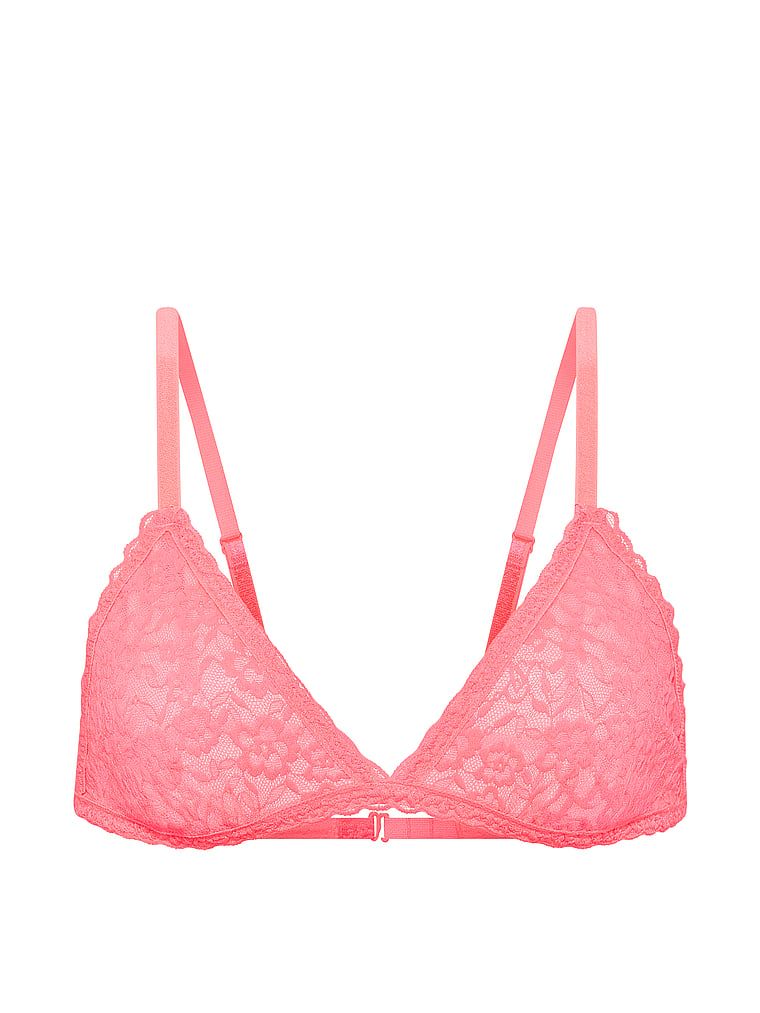 Bralette din dantelă fără căptușeală. Produsul este roz și provine din colecția Victoria's Secret.