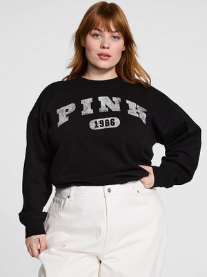 PINK Pulover Ivy Crew, oversized, din material fleece