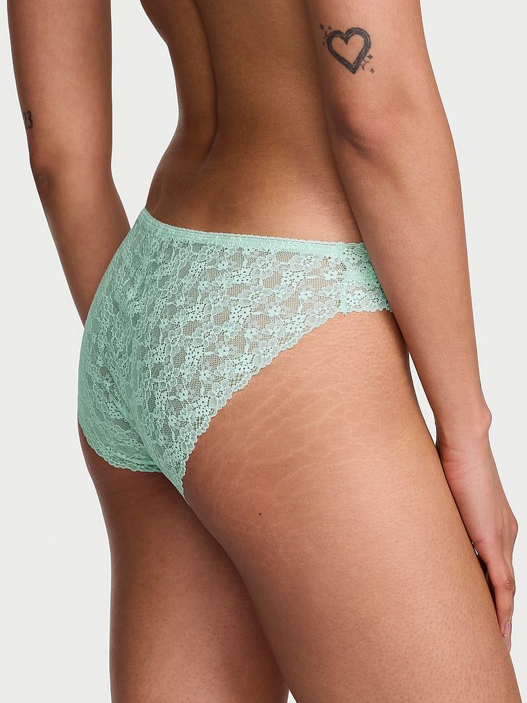 Lace Trim Chiloți Bikini din bumbac, cu margini din dantelă