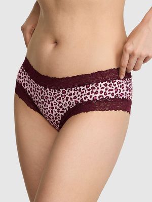 PINK Chilot cheeky din bumbac cu margine din dantelă
