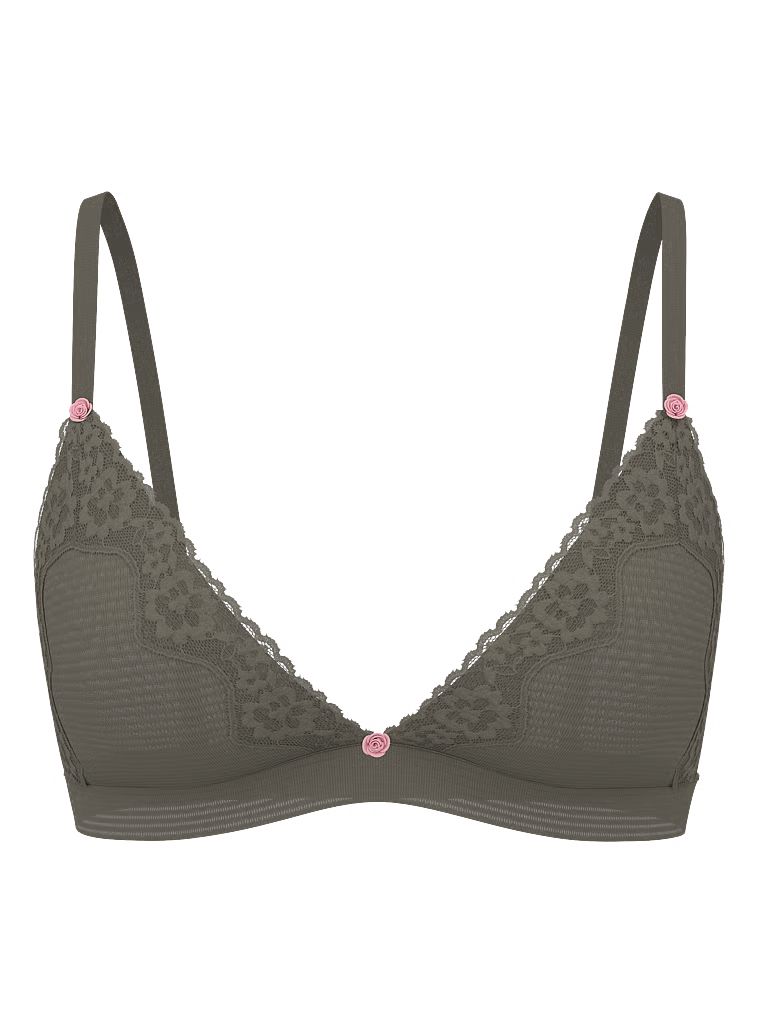 Sutien necăptușit din bumbac Bralette Shadow Stripe. Produsul este de culoare verde și provine din colecția de tricouri.