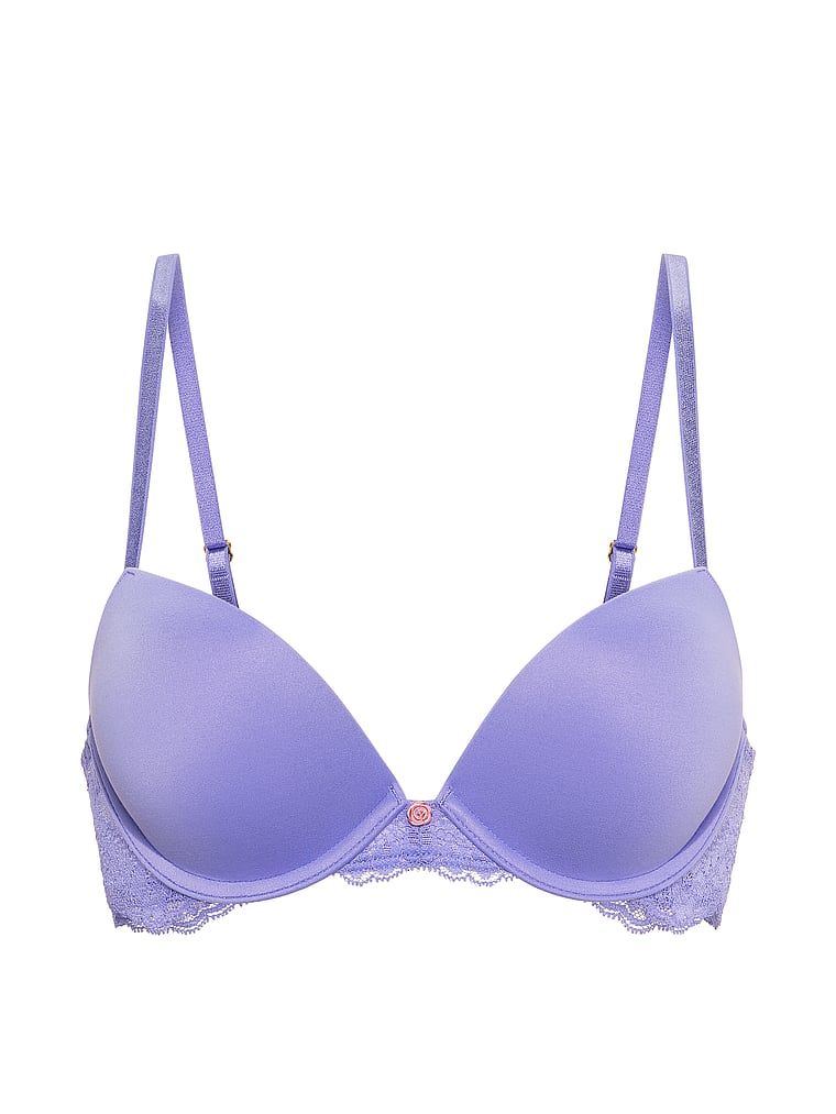 Sutien push-up, neted și dantelat. Produsul este albastru și provine din colecția Dream Angels.