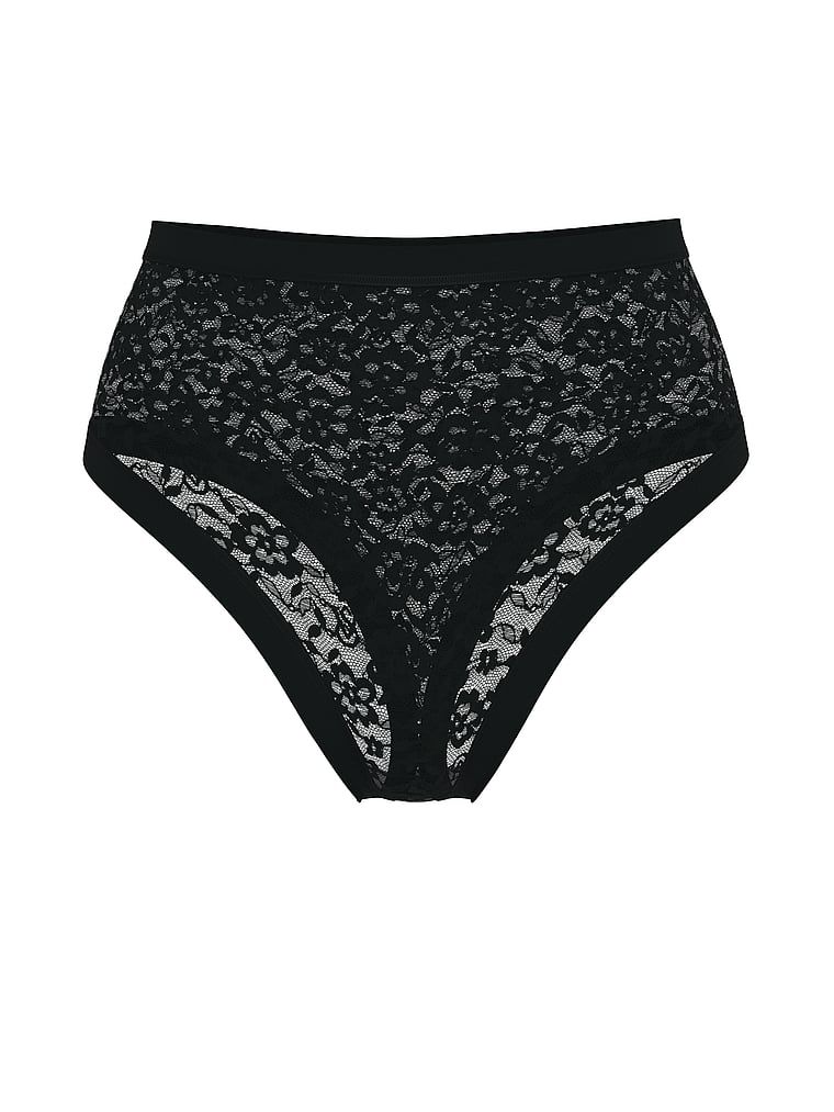 Tanga din dantelă cu talie înaltă No-Show . Produsul este negru și provine din colecția No-Show.