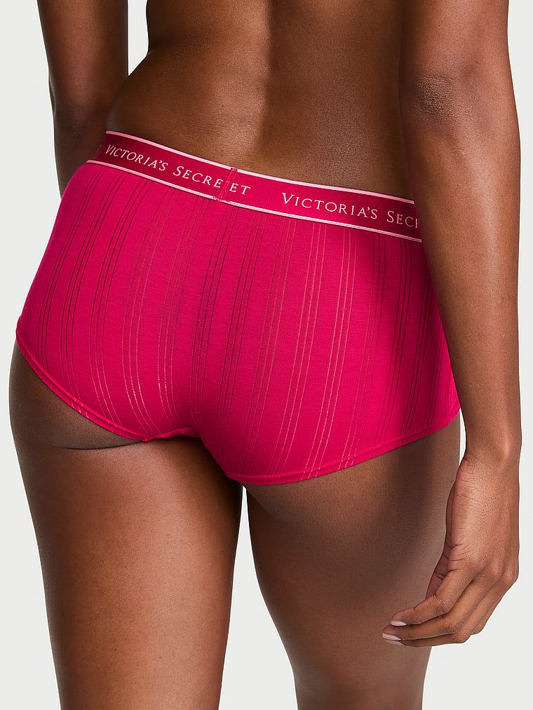 Pantaloni scurți din modal Ultra-Fine Logo Boyshort. Produsul este roz și provine din colecția Bumbac.