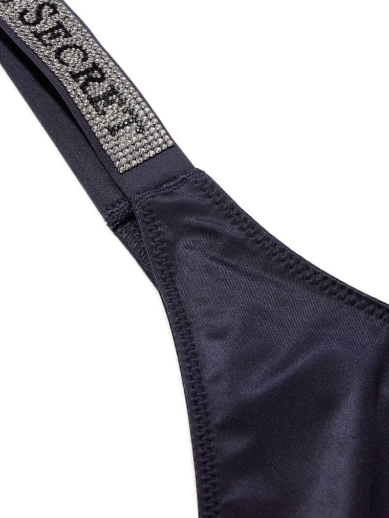 Tanga cu curele lucioase Shine Strap. Produsul este de culoare albastră și provine din colecția Very Sexy.