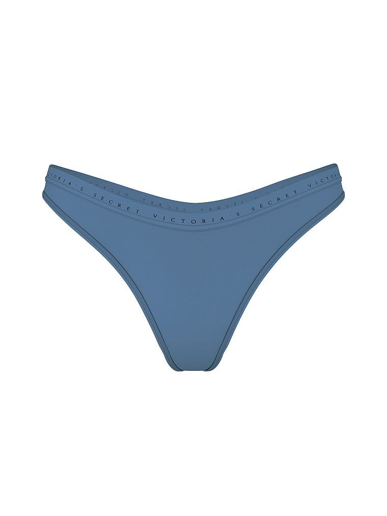 Tanga din bumbac High-Leg Scoop. Produsul este albastru și provine din colecția Victoria's Secret.