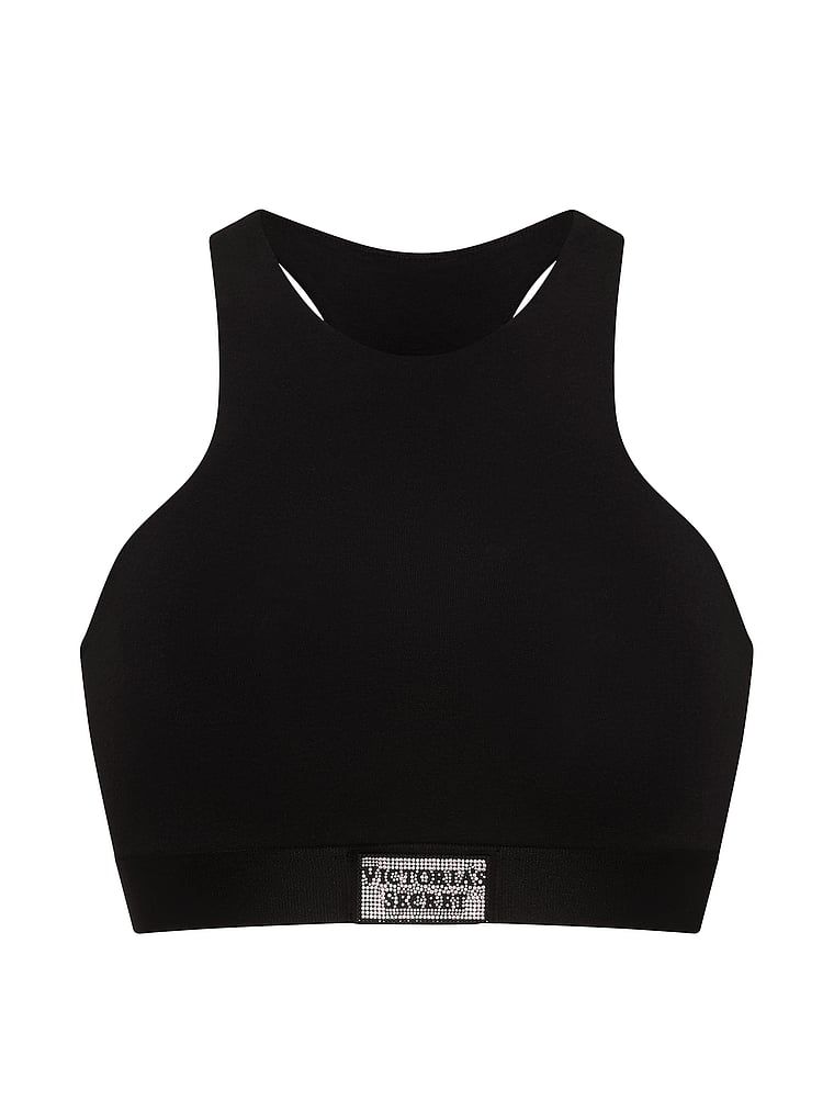 Sutien bralet din bumbac cu logo-ul Shine Patch. Produsul este negru și provine din colecția de tricouri.