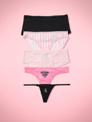 Victoria's Secret Set de 5perechi de chiloți din bumbac, cu margini din dantelă, în modele diferite VSFS '26