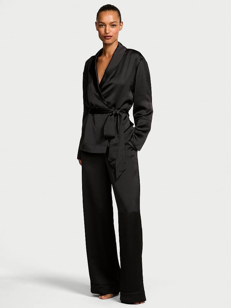Victorias Secret Set pantaloni și cămasă prinsă cu cordon din satin Luxe
