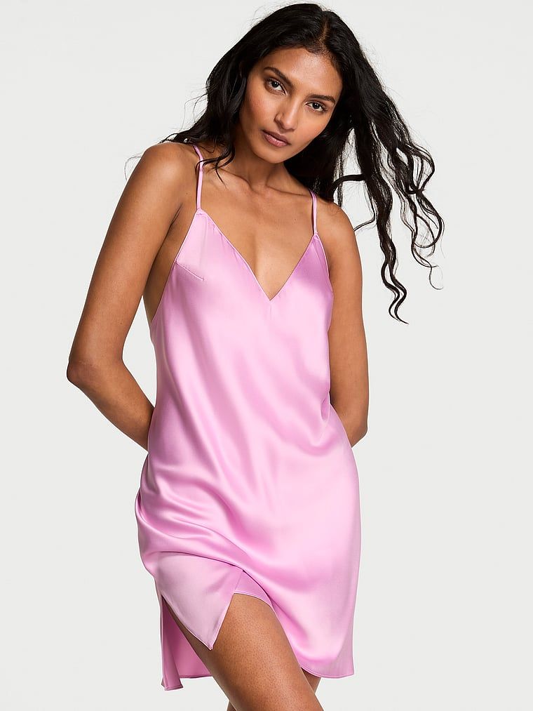 Victorias Secret Rochie tip slip din satin, cu spatele descoperit