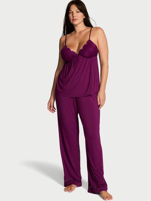 Victoria's Secret Set maiou și pantaloni cu margine din dantelă, din modal SoSoft