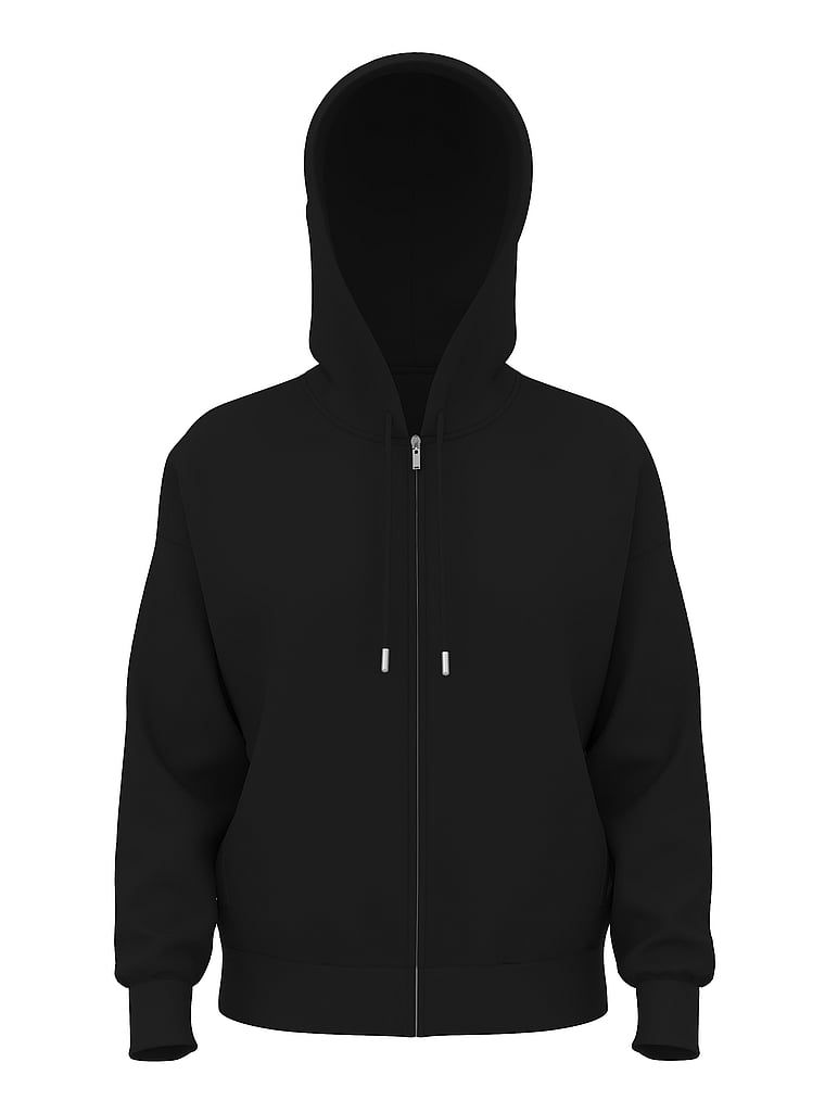 Hanorac de bumbac cu glugă și fermoar Iconic. Produsul este negru și provine din colecția Angel Essentials.