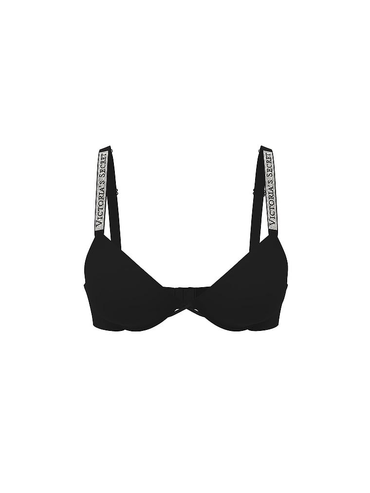 Sutien ușor căptușit cu bretele Shine Strap Demi lucioase. Produsul este negru și provine din colecția Very Sexy.